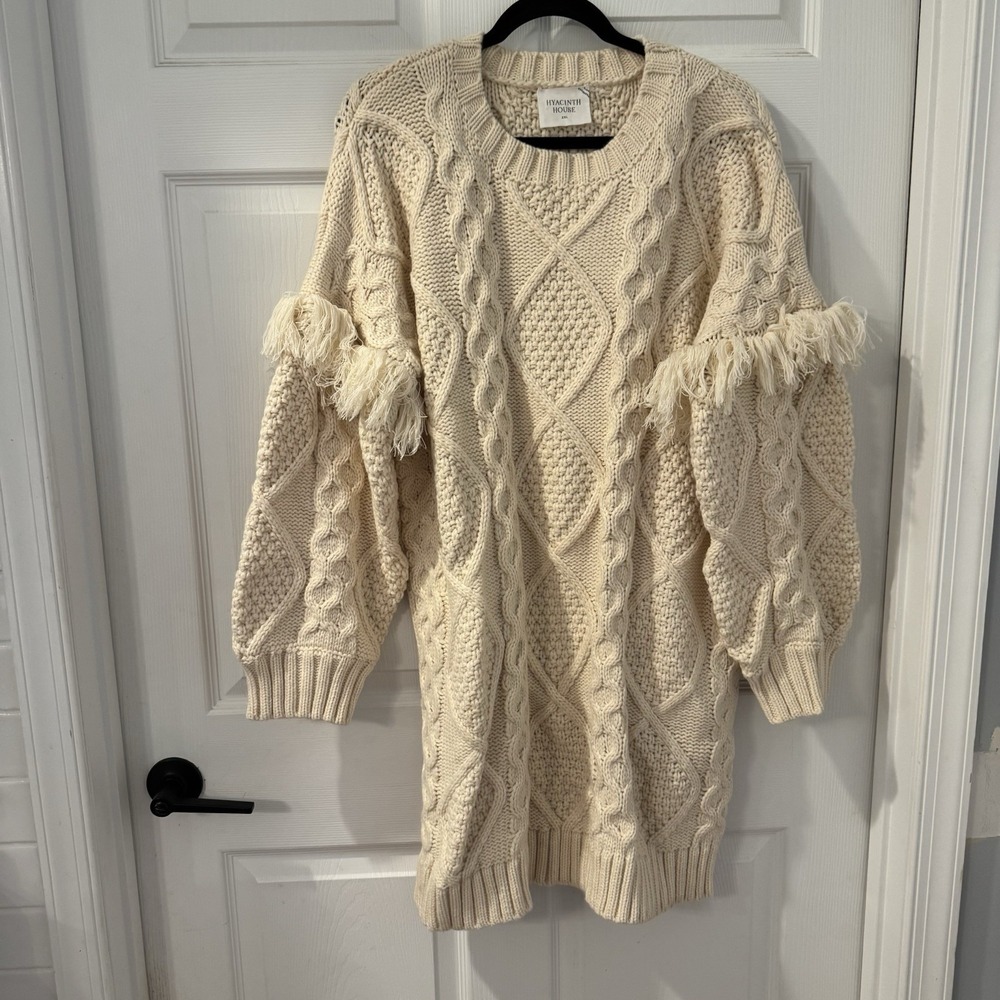Hyacinth House Cable Knit Beige Womens Sz 2XL Sweater Dress Long Sleeve Pullover